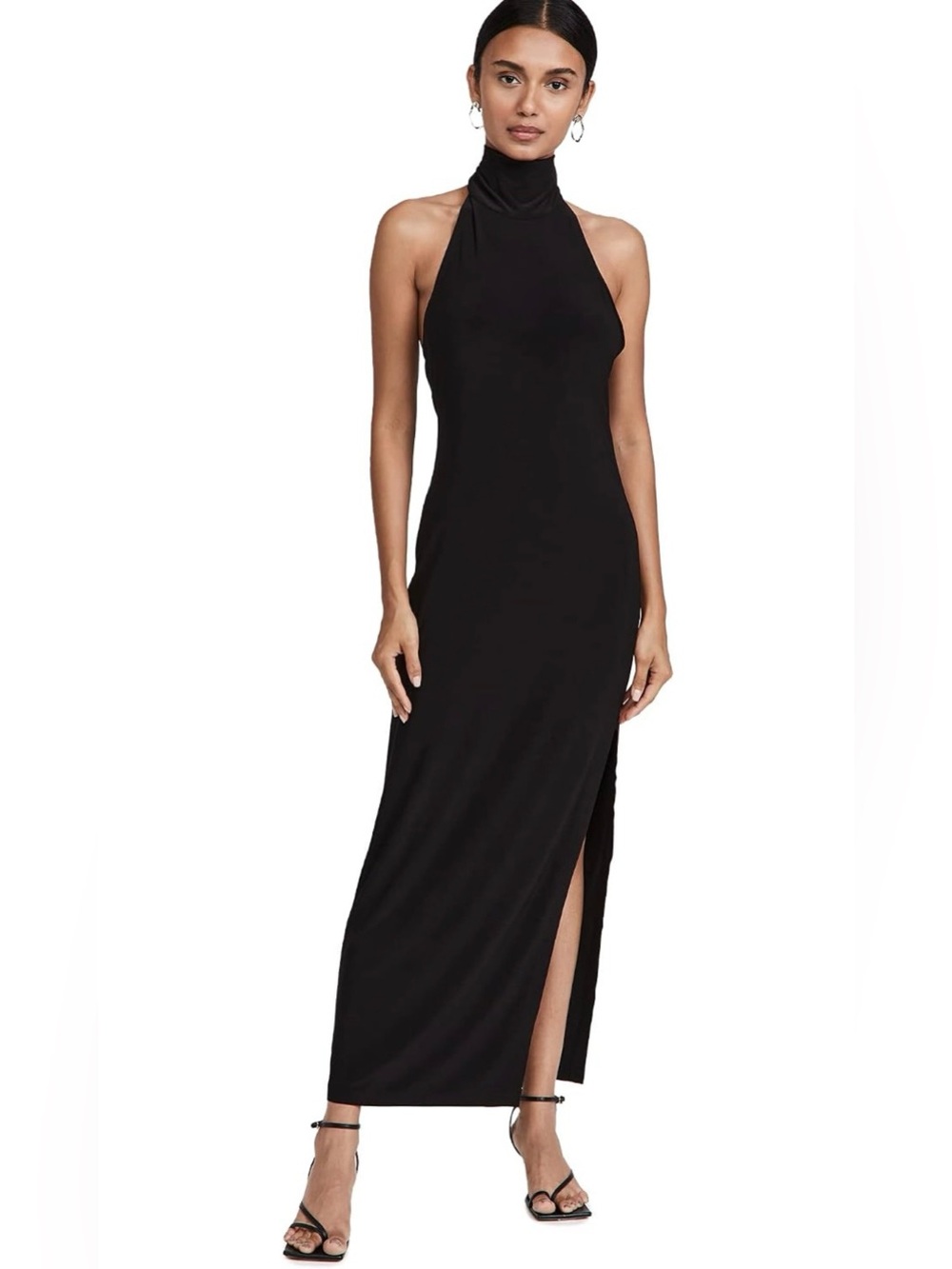 Norma Kamali Women's Halter Turtle Side Slit Gown